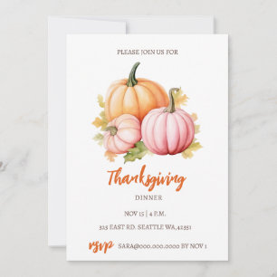 Invitation Automne Automne Citrouilles Thanksgiving Dîner