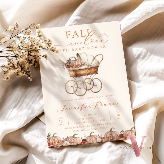 Invitation Automne automne dans l'amour Citrouille Baby showe