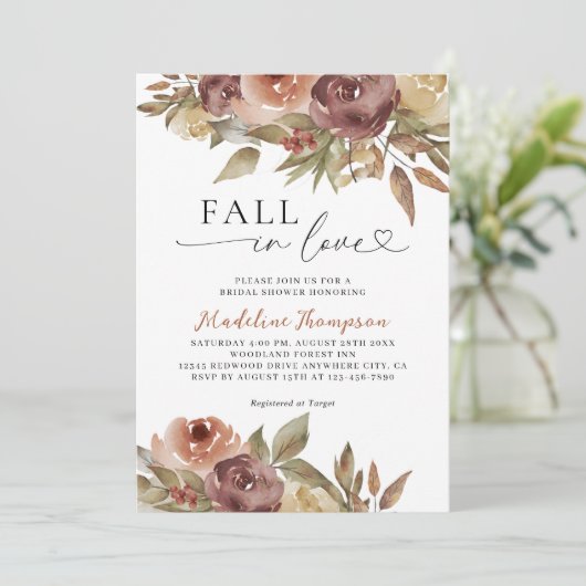 Invitation Automne automne dans l'amour Coeur Script Fête des (Debout devant)