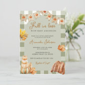 Invitation Automne automne en amour Baby shower Citrouille (Debout devant)