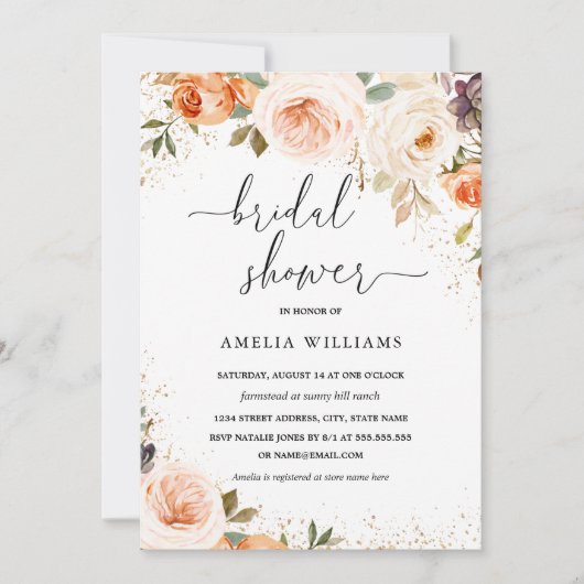 Invitation Automne Automne Fête des mariées de l'aquarelle (Devant)