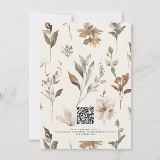 Invitation Automne Automne Feuillage Floral Détails Mariage M (Dos)