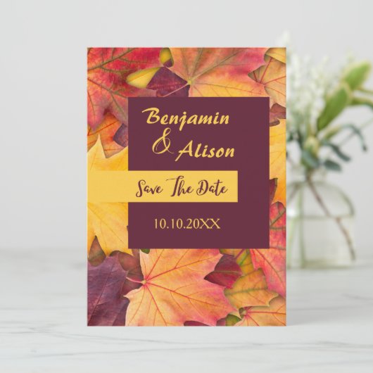 Invitation Automne automne feuille d'érable mariage enregistr (Debout devant)