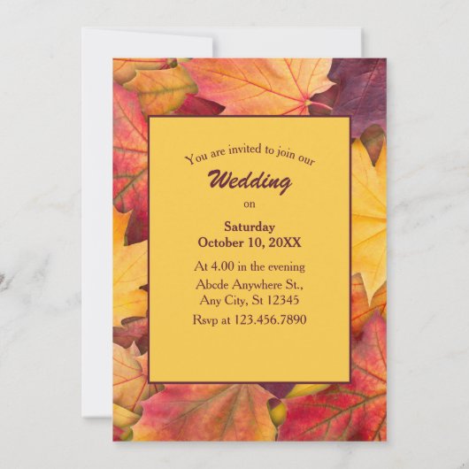 Invitation Automne automne feuille d'érable mariage enregistr (Dos)