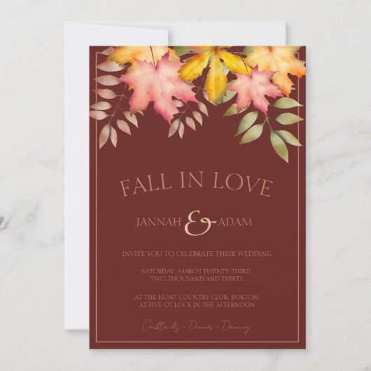 Invitation Automne automne Feuilles Mariage (Devant)