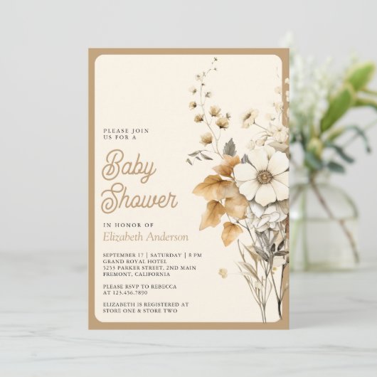 Invitation Automne Automne Fleur sauvage Photo QR Code Baby s (Debout devant)