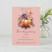 Invitation Automne Automne Floral Citrouilles Thanksgiving Dî (Debout devant)