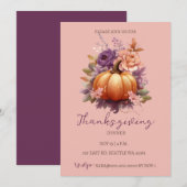 Invitation Automne Automne Floral Citrouilles Thanksgiving Dî (Devant / Derrière)