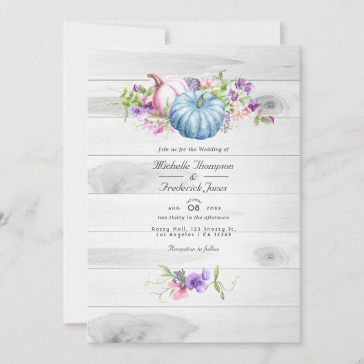 Invitation Automne - Automne Floral Rustique QR Code RSVP Mar (Devant)