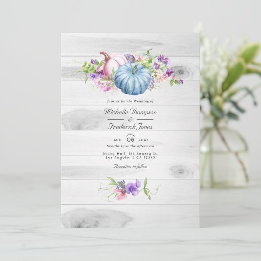 Invitation Automne - Automne Floral Rustique QR Code RSVP Mar (Debout devant)