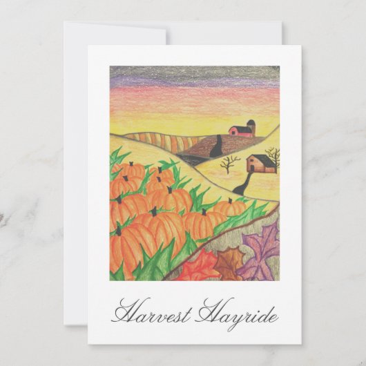 Invitation Automne automne Folk Art Citrouille Halloween Part (Devant)
