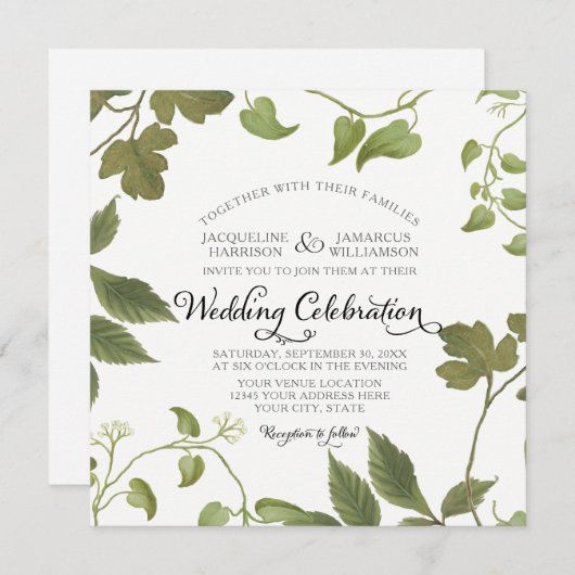 Invitation Automne Automne Forêt d'hiver Feuilles Bohême BOHO (Devant / Derrière)