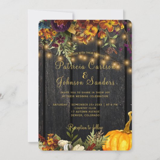 Invitation Automne automne grange rustique bois mariage (Devant)