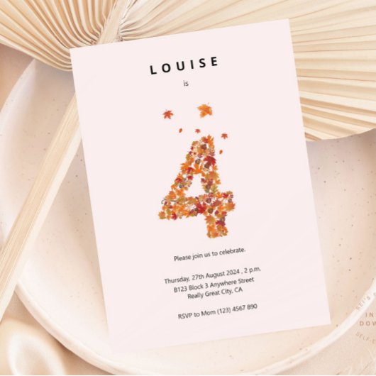 Invitation Automne Automne Jardin Floral 4e anniversaire Esth