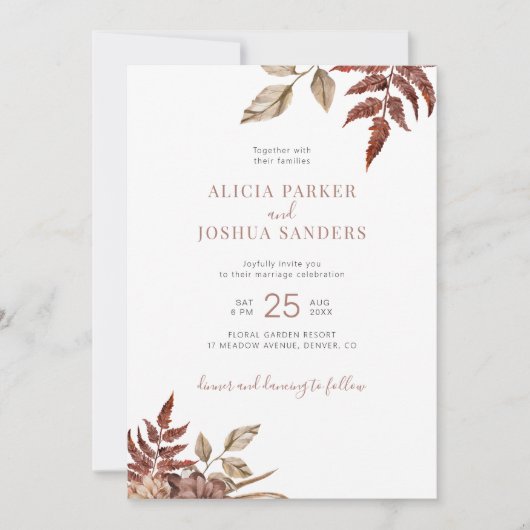 Invitation Automne automne laisse tout dans un seul mariage d (Devant)