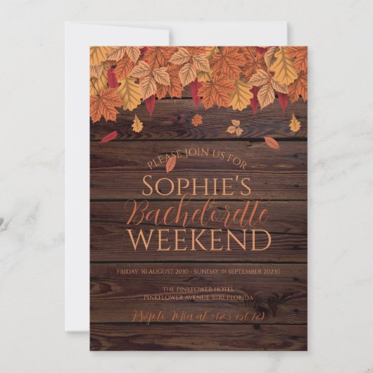 Invitation Automne Automne mariage Bachelorette week-end & dé (Devant)