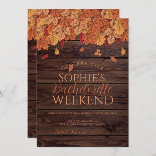 Invitation Automne Automne mariage Bachelorette week-end & dé (Devant / Derrière)