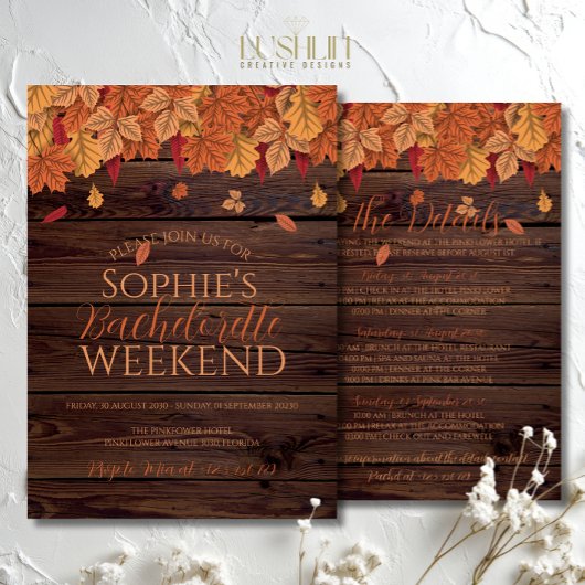 Invitation Automne Automne mariage Bachelorette week-end & dé