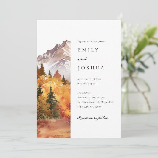 Invitation Automne Automne Mariage élégant (Debout devant)