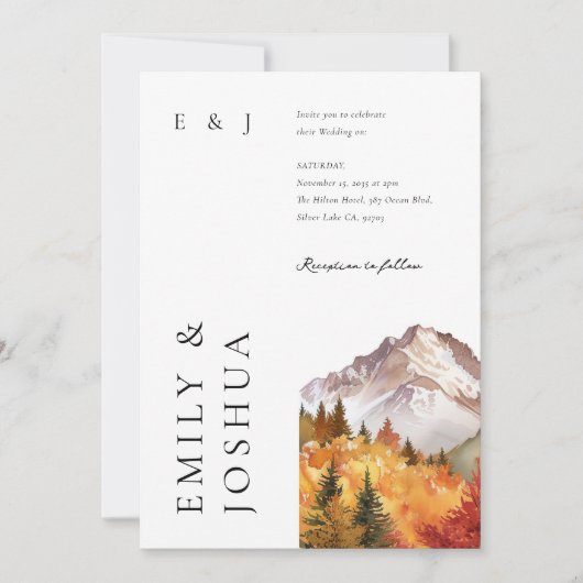 Invitation Automne Automne Mariage élégant (Devant)