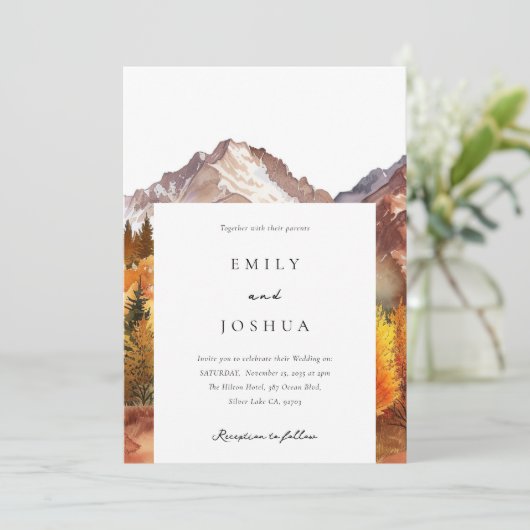 Invitation Automne Automne Mariage élégant (Debout devant)