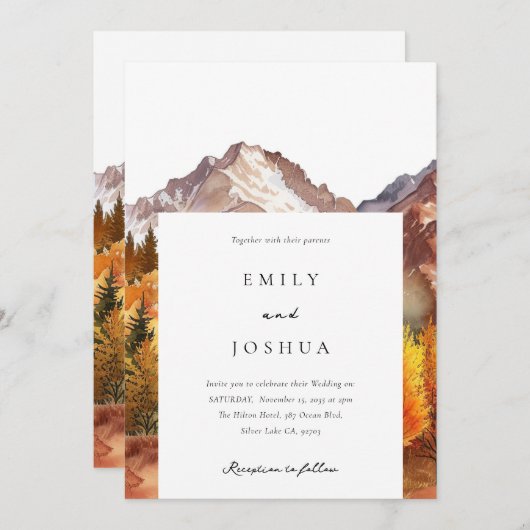 Invitation Automne Automne Mariage élégant (Devant / Derrière)