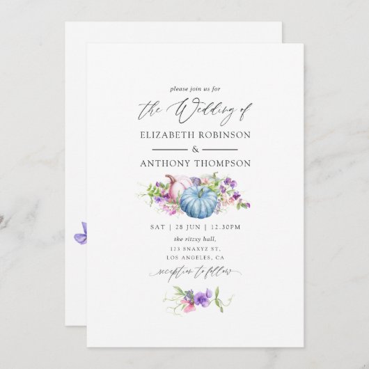 Invitation Automne - Automne Mariage floral (Devant / Derrière)