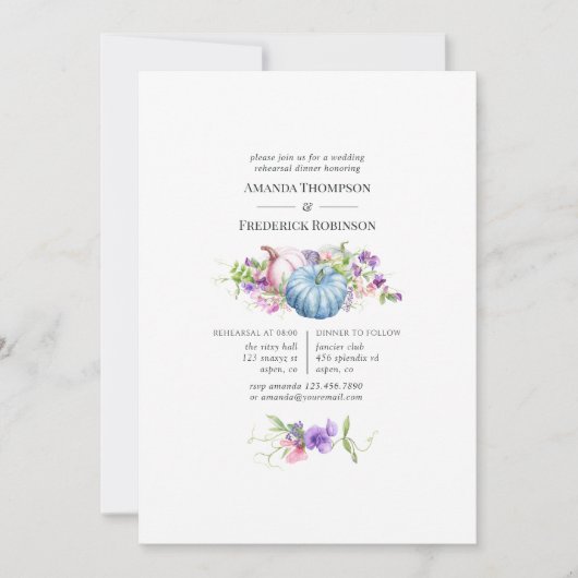 Invitation Automne - Automne Mariage Floral Dîner de répétiti (Devant)