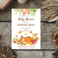 Automne automne mignon bébé fox baby shower invita