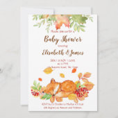 Invitation Automne automne mignon bébé fox baby shower invita (Devant)