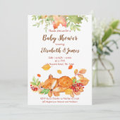 Invitation Automne automne mignon bébé fox baby shower invita (Debout devant)