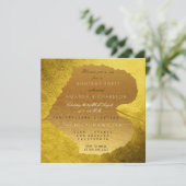 Invitation Automne Automne Mustard Golden Feuilles fête d'ann (Debout devant)