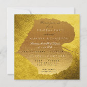 Invitation Automne Automne Mustard Golden Feuilles fête d'ann (Devant)