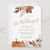 Invitation Automne automne QR code boho mariage botanique (Devant)
