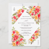 Invitation Automne automne rouge orangé mariage aquarelle (Devant)