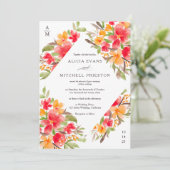 Invitation Automne automne rouge orangé mariage aquarelle (Debout devant)