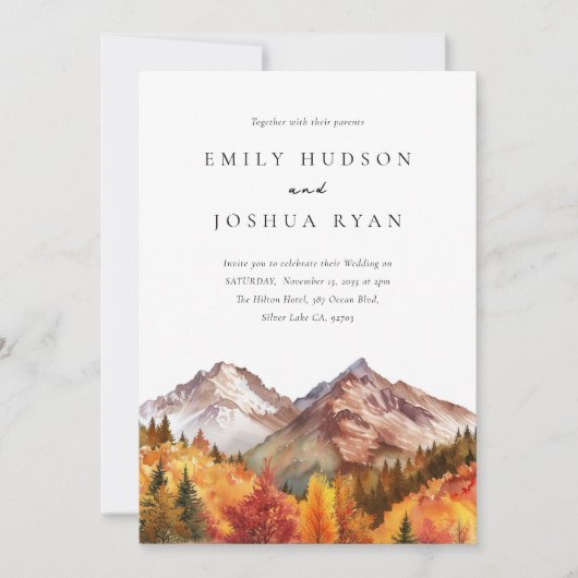 Invitation Automne Automne RSVP All in One QR Code Mariage (Devant)