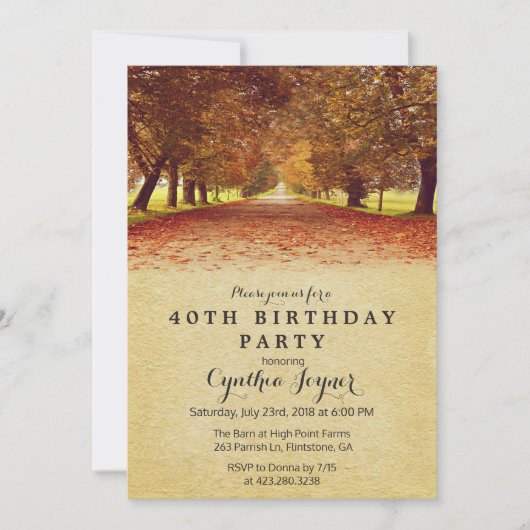Invitation AUTOMNE - Automne Rustique Automne Anniversaire In (Devant)