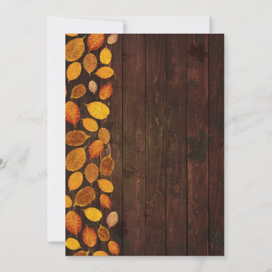 Invitation Automne Automne Rustique Golden Feuilles & Mariage (Dos)