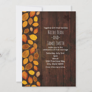 Invitation Automne Automne Rustique Golden Feuilles & Mariage
