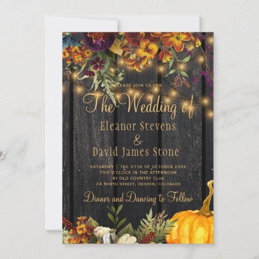 Invitation Automne automne rustique grange bois mariage (Devant)