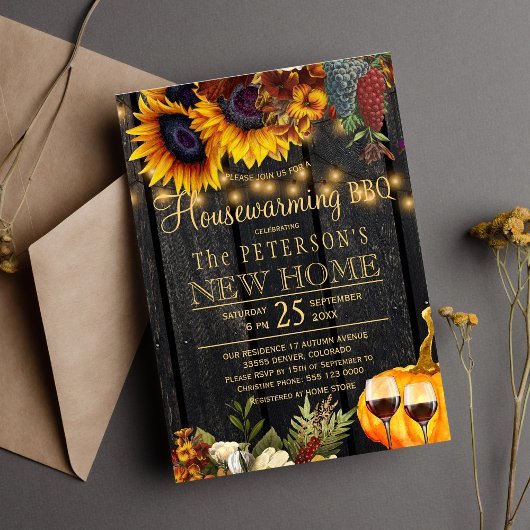 Invitation Automne automne tournesol rustique bois maison cha