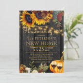 Invitation Automne automne tournesol rustique bois maison cha (Debout devant)