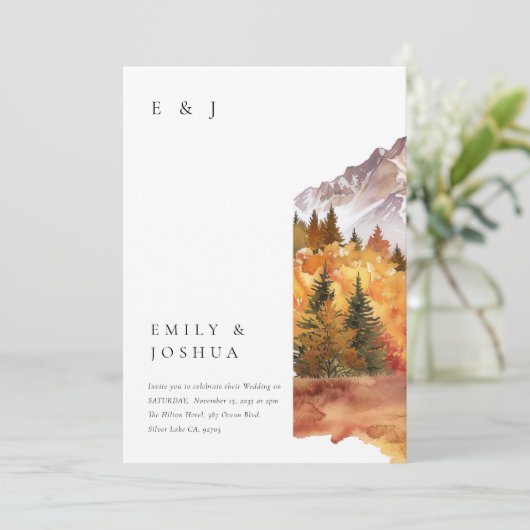 Invitation Automne Automne tout en un RSVP QR Code Mariage (Debout devant)