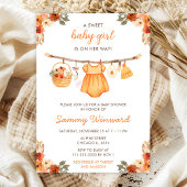 Invitation Automne Automne Vêtements Ligne Fille Baby shower