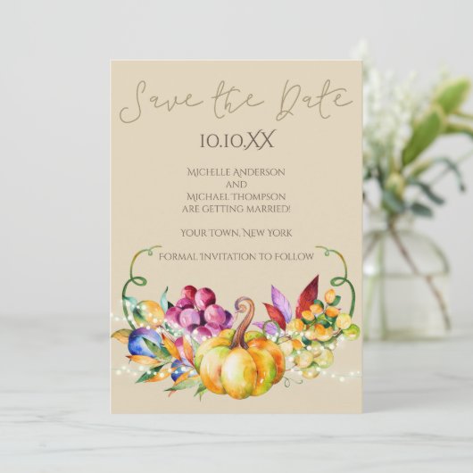 Invitation Automne Automne Vins rustiques Lumières Enregistre (Debout devant)