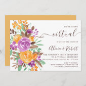 Invitation Automne automne violet orangé oranger mariage virt (Devant / Derrière)