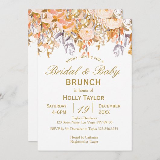 Invitation Automne Baby shower et Fête des mariées combinés (Devant / Derrière)