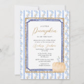 Invitation Automne Bleu Chinoiserie Bleu Citrouille Baby show (Devant)