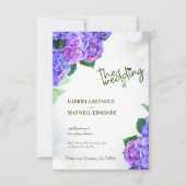 Invitation Automne bleu Nature Purple Hydrangea Mariage (Devant)